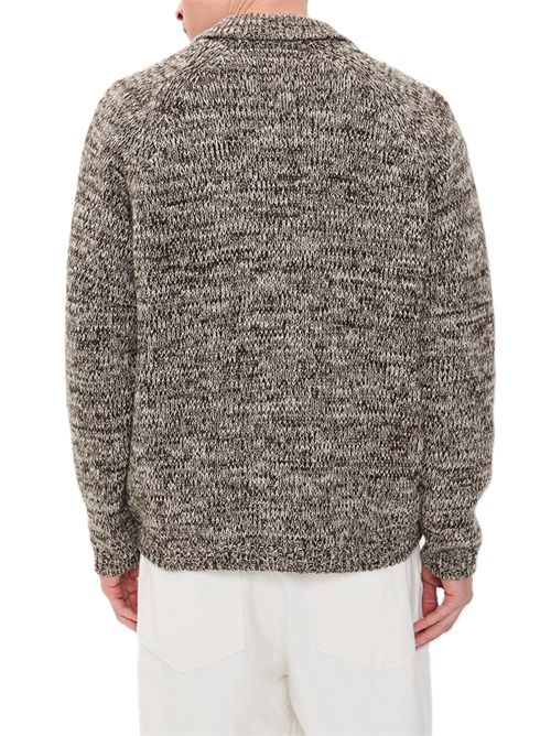 Lambswool Zip Cardigan Universal Works. | 35471ECRU/BROWN